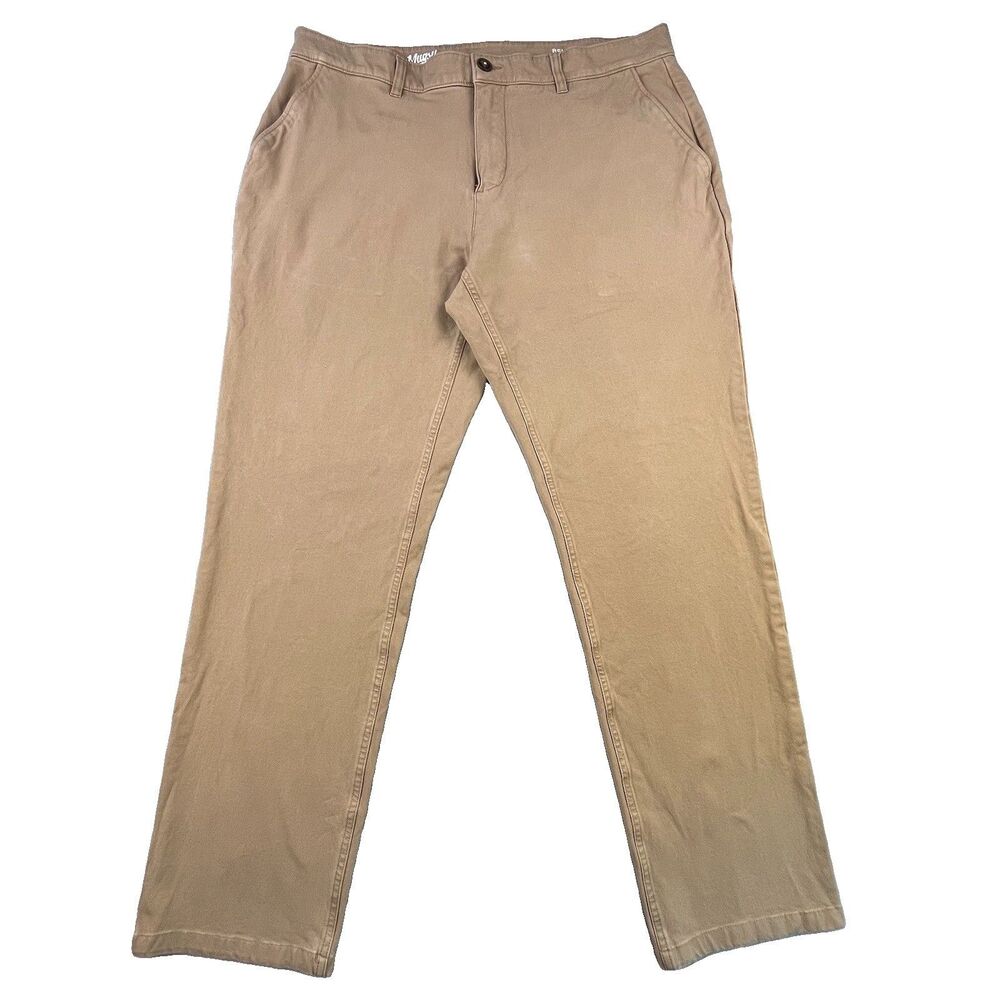 Mugs Belmonts Pants Mens 38x32 Khaki Stretch Chino Casual Cotton Blend